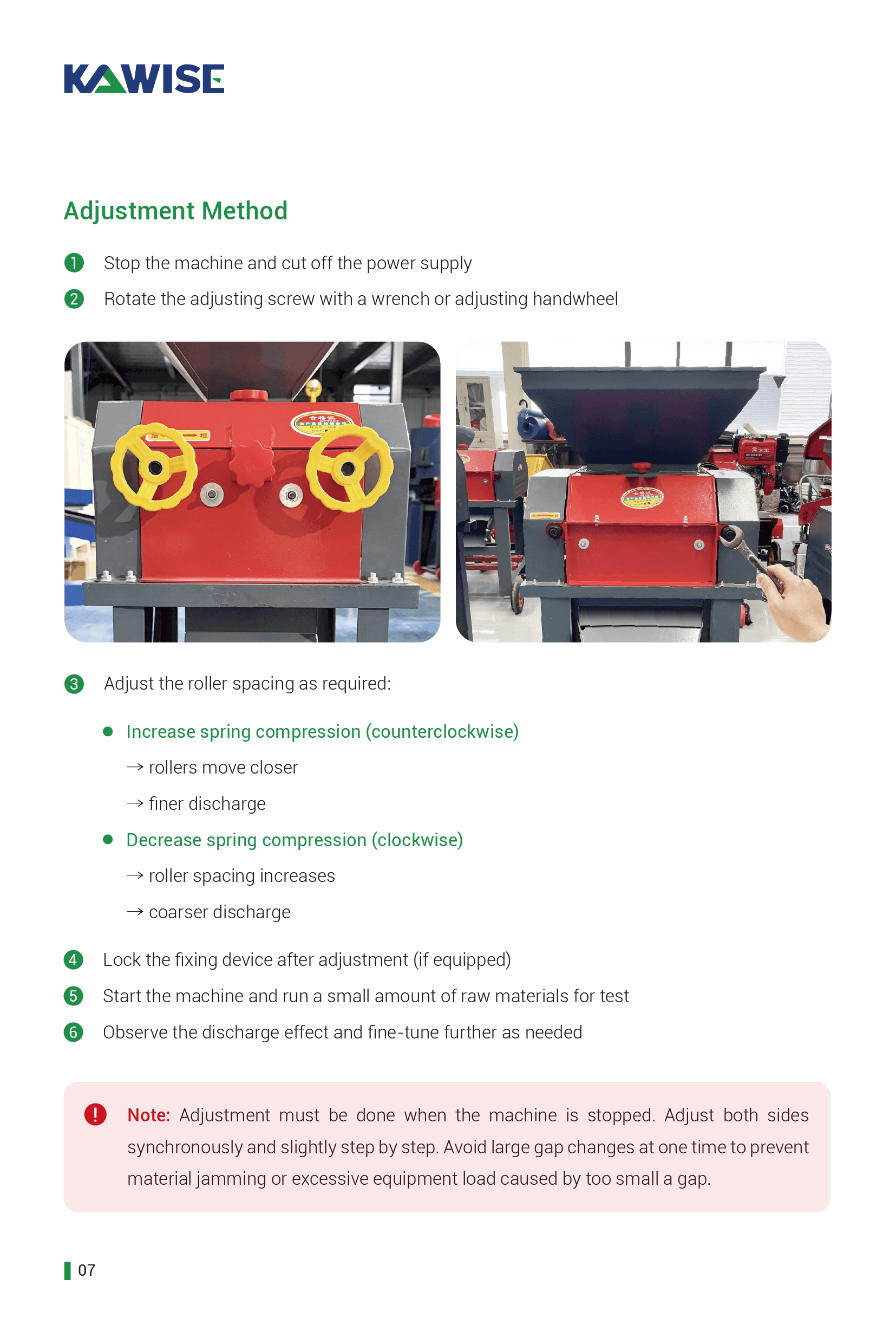 grain cracking machine output particle size adjustment