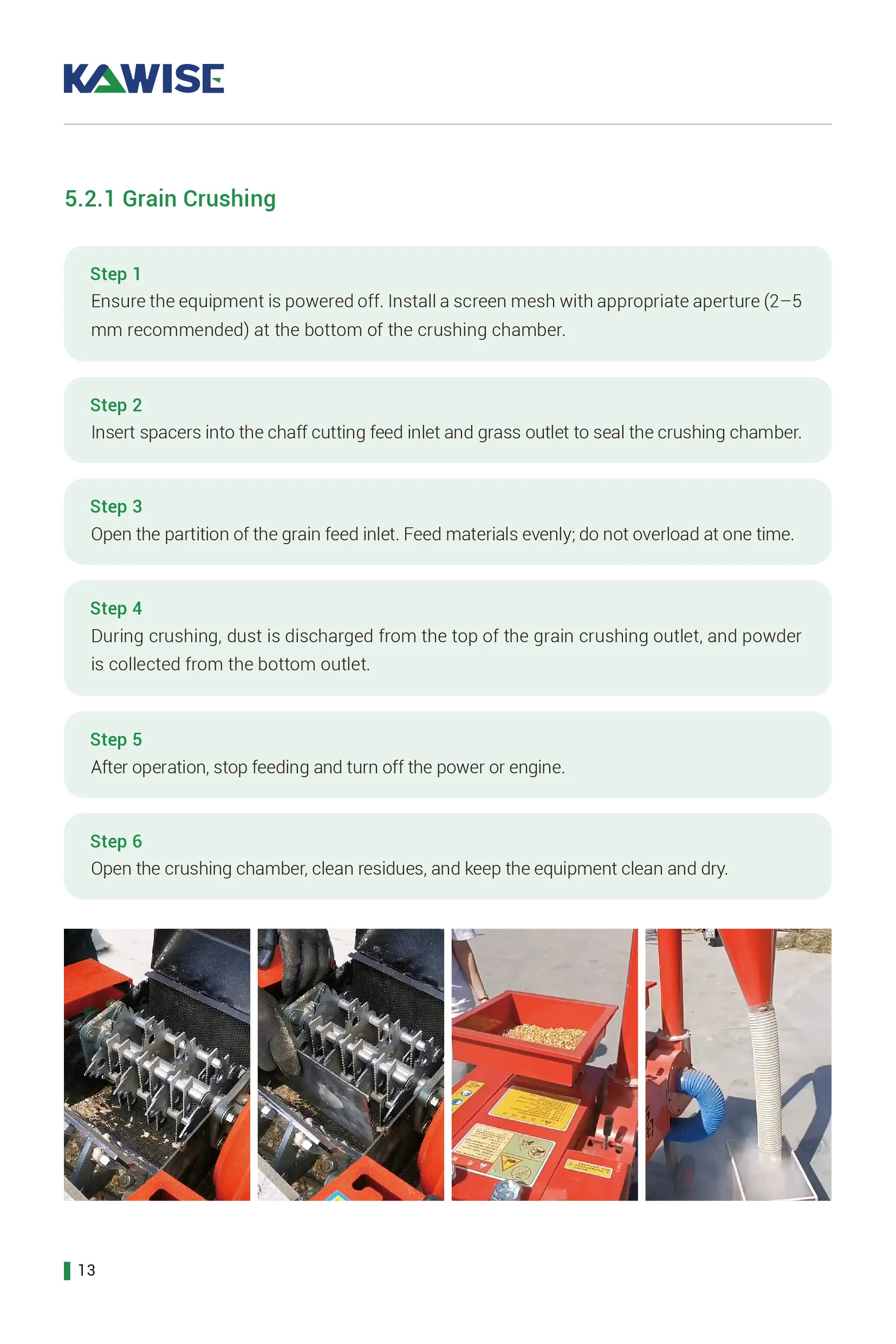 grain crushing operation steps