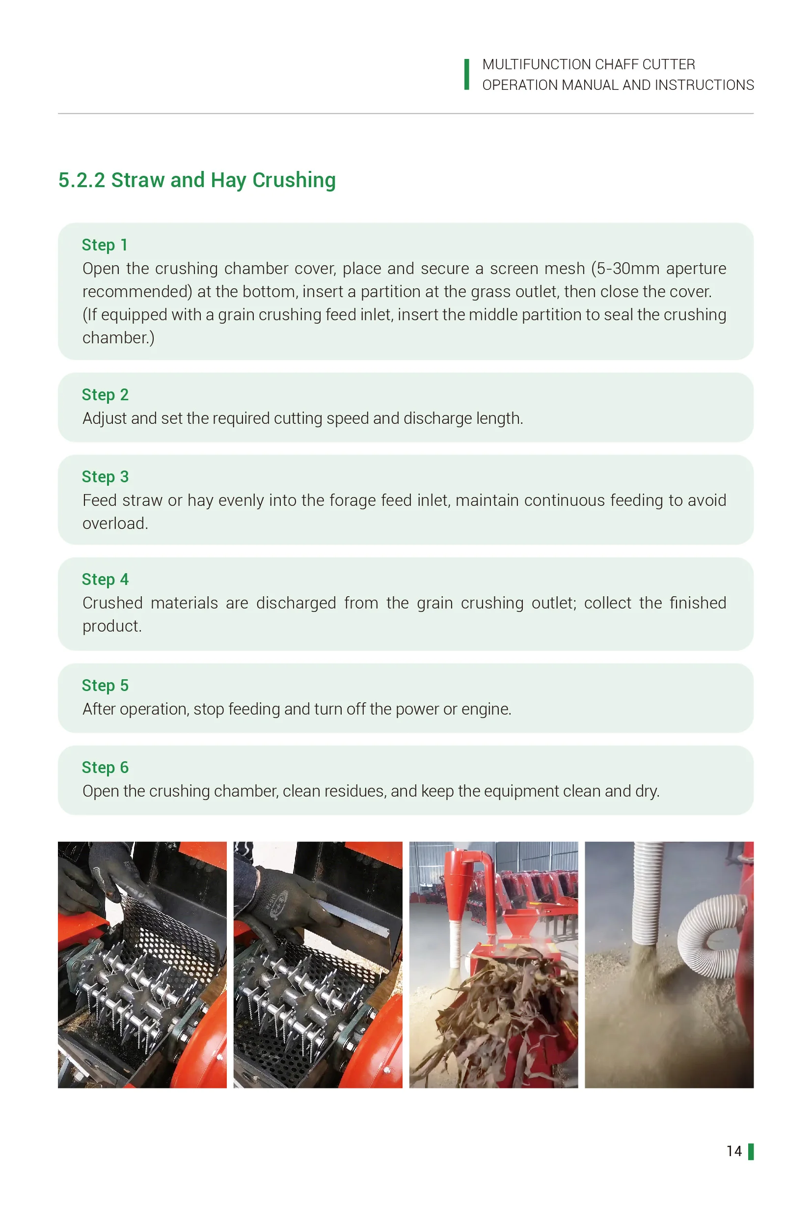 straw and hay crushing steps