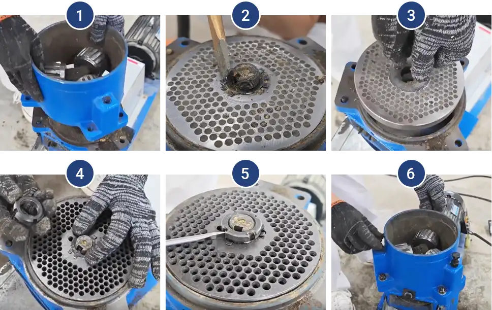 pellet machine mold replacement mathod