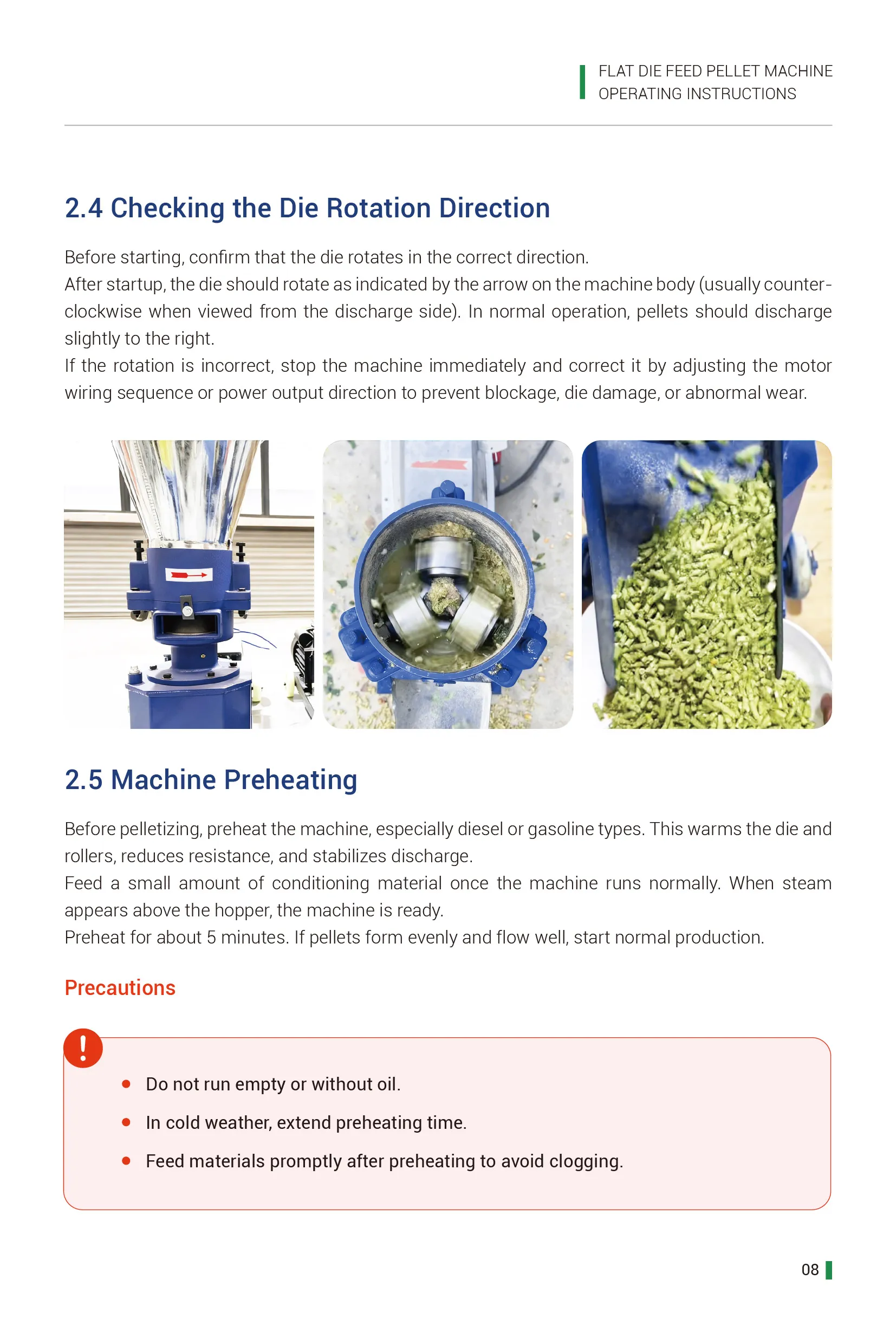 check the die rotating direction