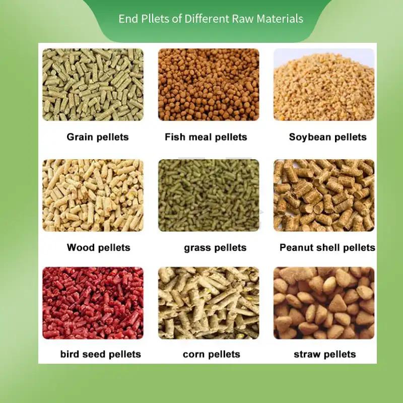 end pellets of different raw material