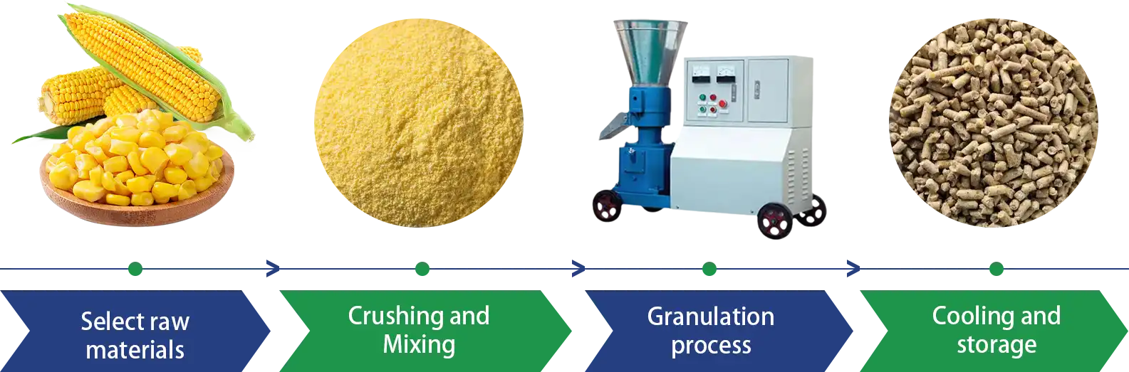 feed pellet machine process flow