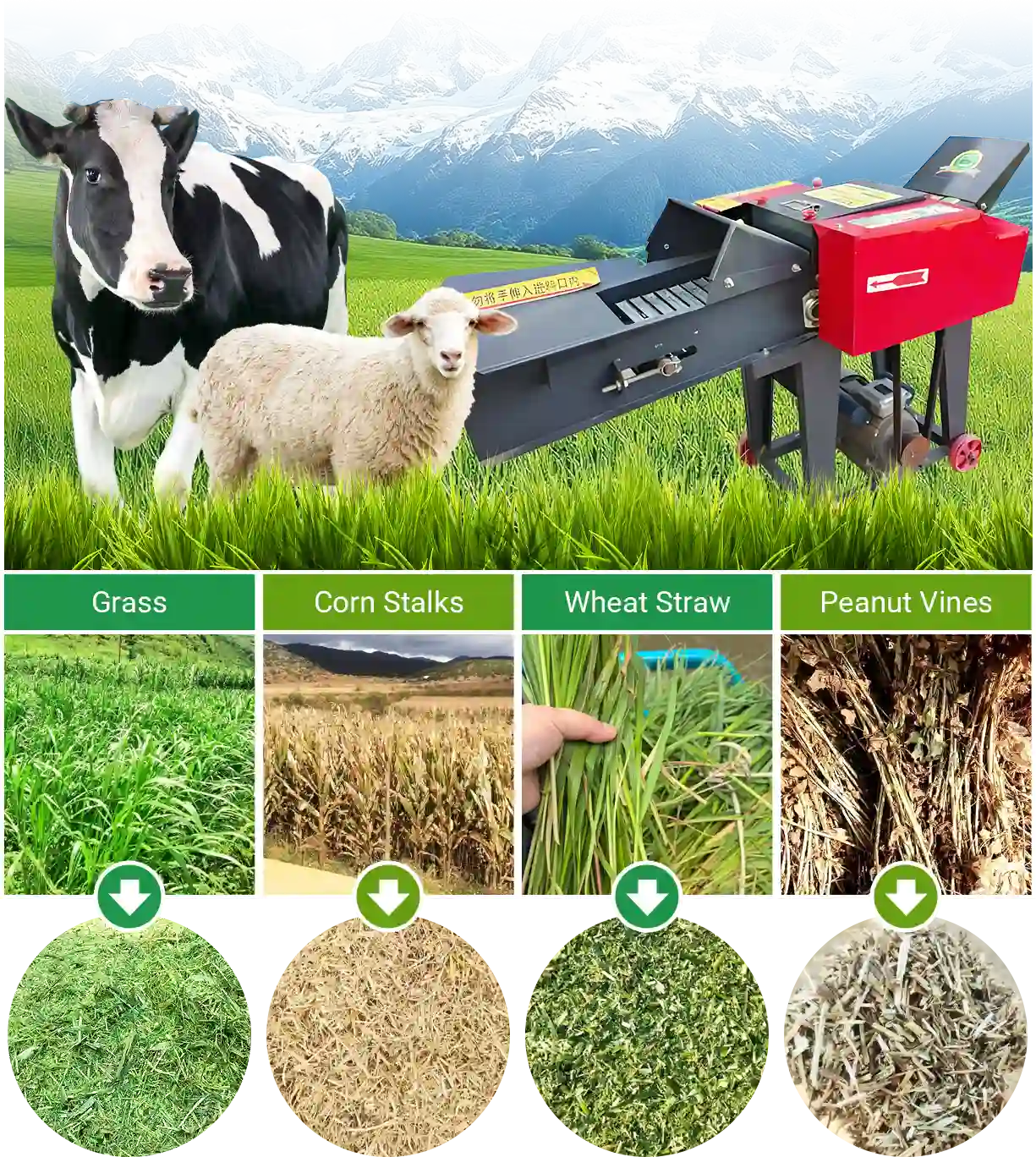 raw materials processed by chaff cutter