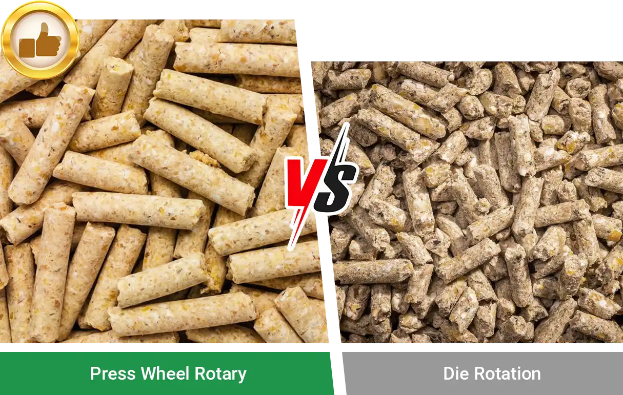 pellets comparison between rotating roller and rotating die