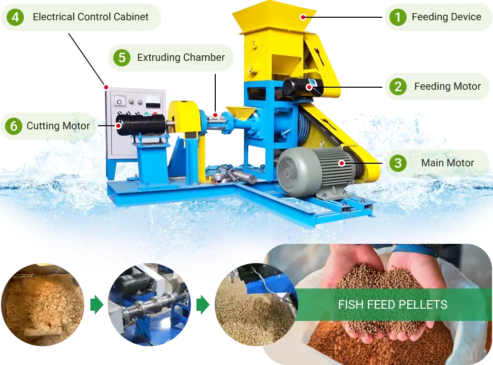 structure of fish feed extruder 